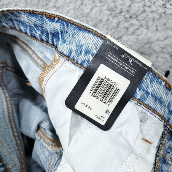 Levi's Premium Wedgie Straight Jeans Size 26x26 Distressed Destroyed Ripped Blue - Picture 8 of 10